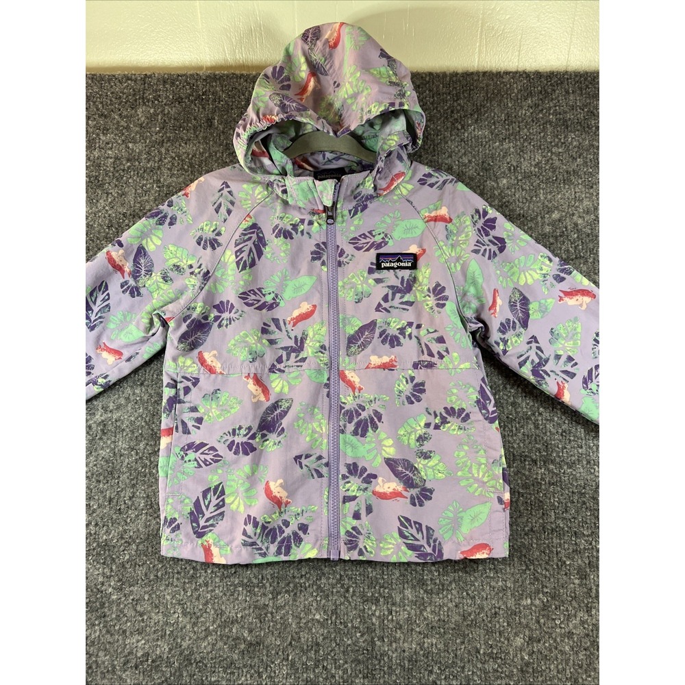 Patagonia Baby Baggies Jacket 12-18M - Purple/Green Fish & Leaf Print